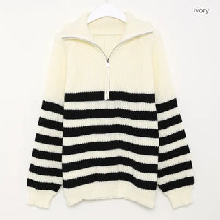 Half-zip striped knit