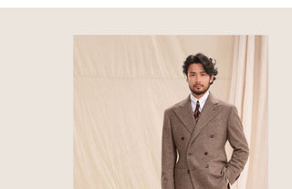 [CULTUM] Herringbone Double Breasted Peak Lapel Suit