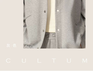 [CULTUM] Knit Collar Snap Button Jacket