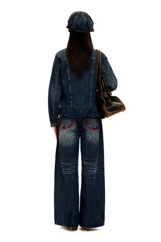 [Moromoro2] Washed Denim Fringe  Collection