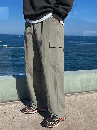 Moss Nylon Cargo Wide Pants