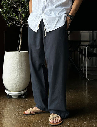 Linen-like wide pants (cool fabric)