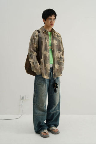 MASONPRINCE Draped Wrinkle Camouflage Shirt