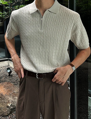 Hip cable half-zip knit (washable)
