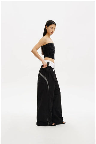 [MASONPRINCE] Deconstructed Wide Leg Track Pants