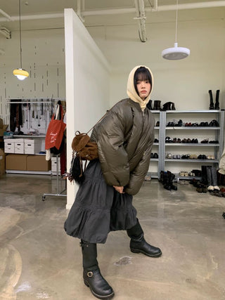 [NEVERSEEZ] Cropped Puffer Down Jacket