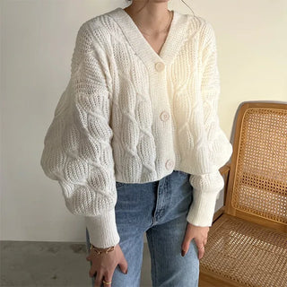 Waffle Cable Knit Cardigan