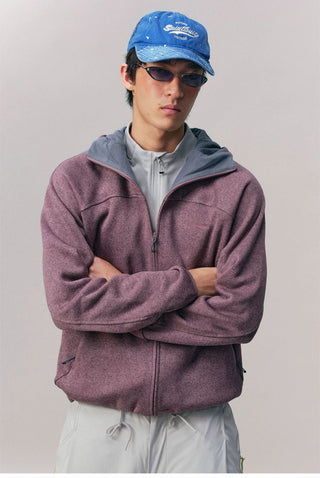 [Monterest] Fleece-Lined Hooded Zip-Up Cardigan