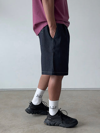 All Day Double-Tuck Half-Band Denim Shorts
