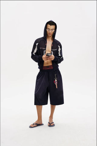 [MASONPRINCE] Side Stripe Wide Leg Bermuda Shorts