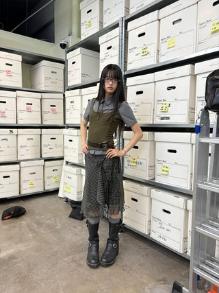 [NeverSeez] Ribbed Button-Front Cami Top