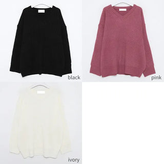 V-neck ribbed knit