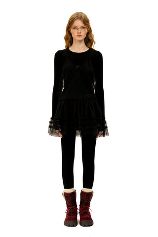 [Moromoro2] Layered Mesh Lace Camisole  Dress