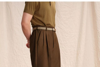 [CULTUM] Double Pleat Straight Leg Trousers