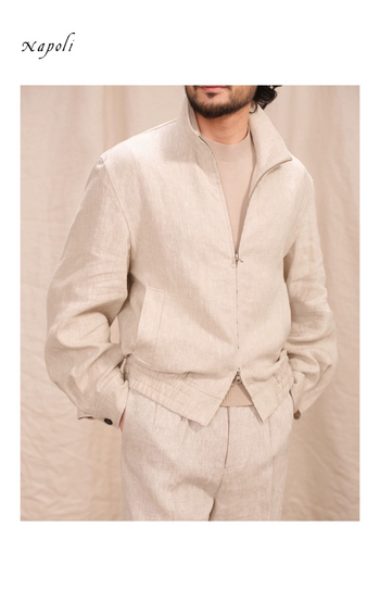 [CULTUM] Linen Harrington Jacket
