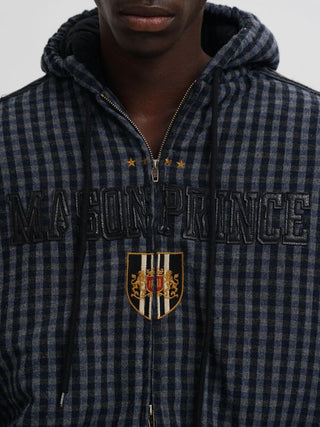 [MASONPRINCE] Embroidered Plaid Jacket