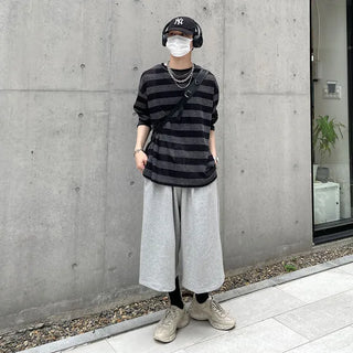 (Unisex) Striped Knit Long T-Shirt