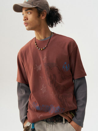 [Monterest] Washed Horse Sketch Print Tee