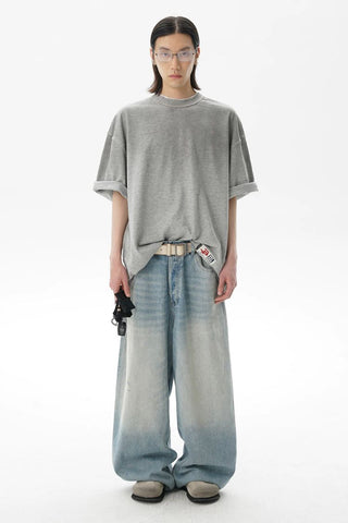 [MASONPRINCE] Distressed Double Collar Oversized Tee