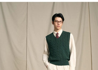 [CULTUM] Pima Cotton Cable Knit Sweater Vest