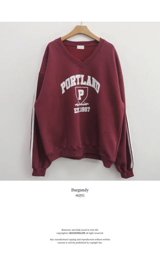 V-neck fleece-lined sweatshirt