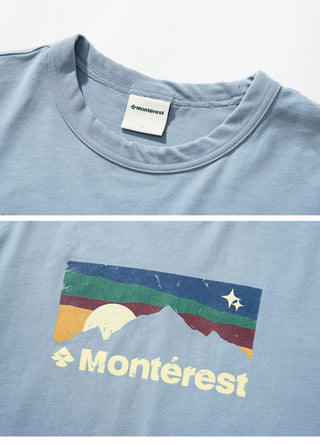 [Monterest] Washed Distressed Mountain Print T-Shirt