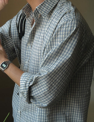 [Feature] Seersucker Check Shirt (2 colors)