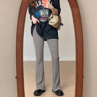 Slim-fit striped banding pants