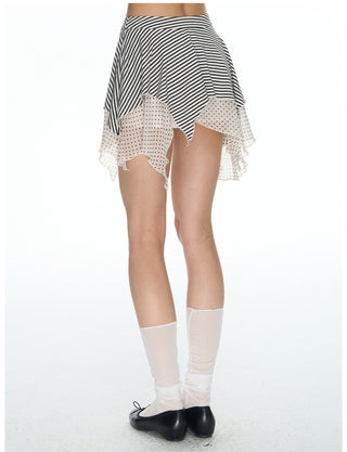 [NECY] Irregular Dot Double Hem Mini Skirt