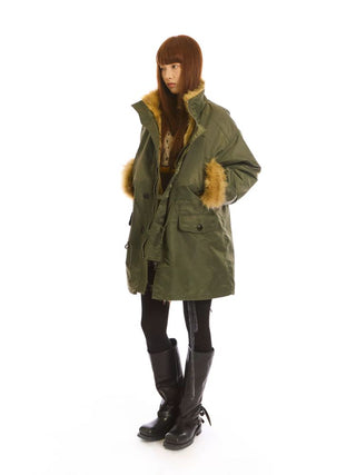 [NeverSeez] Fur Collar Oversized Parka Coat