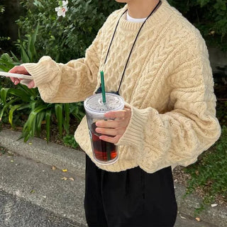 Cable knit oversized sweater