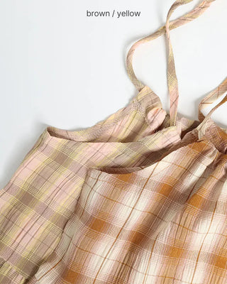 Checked camisole strap mini dress