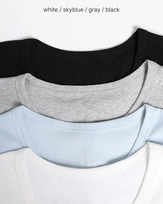 Button Point Round Short Sleeve T-Shirt