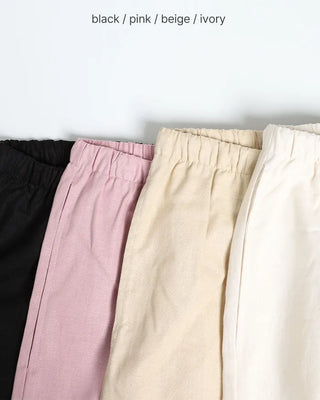 Linen wide-leg pants with elastic waistband