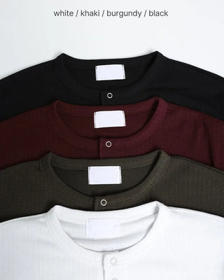 (Unisex) Henley Neck Long Sleeve T-Shirt