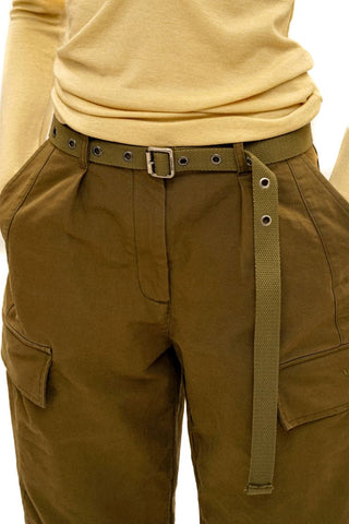 [Moromoro2] 3D Silhouette Belted Work Cropped  Pants