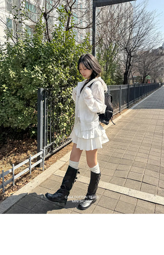 Casa Studded Cotton Tiered Mini Skirt Pants Skirts