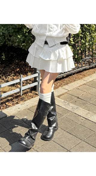 Casa Studded Cotton Tiered Mini Skirt Pants Skirts