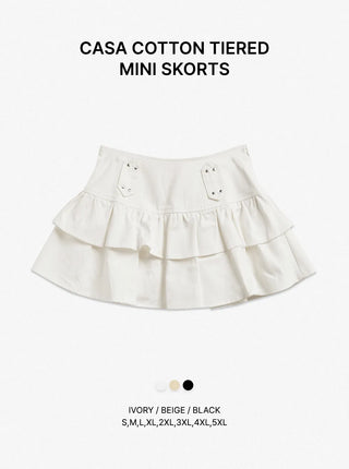 Casa Studded Cotton Tiered Mini Skirt Pants Skirts