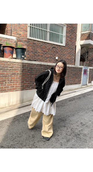 Dot Raglan Hooded Drawstring Windbreaker Jumper