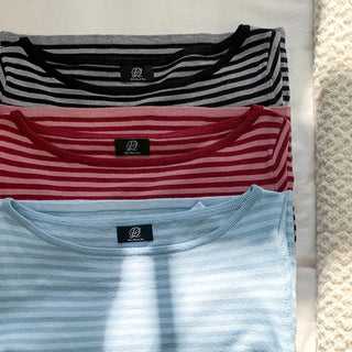 Miken Striped Boat Neck Slim Fit Long Sleeve Knit