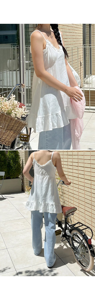 Emily Frill Cotton Layered Bustier Strap Sleeveless Mini Dress