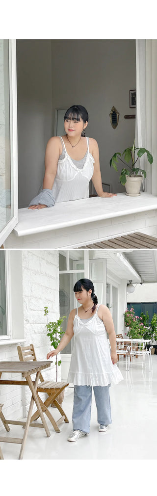 Emily Frill Cotton Layered Bustier Strap Sleeveless Mini Dress