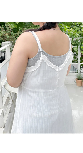 Emily Frill Cotton Layered Bustier Strap Sleeveless Mini Dress