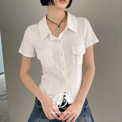 Jessie Two-Pocket Slim Fit Viscose Short Sleeve Shirt T-Shirt