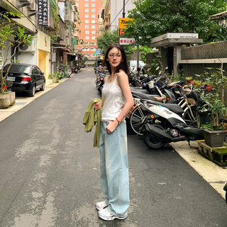 Sandy Flower Punched Lace Semi-Crop Ribbed Strap Sleeveless Top
