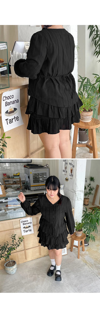 Elf Jacquard Lace Tiered Flare Elastic Waist Mini Skirt Skirt-Pants Wedding Guest Look