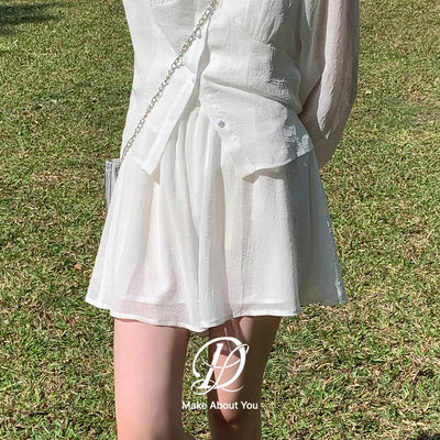 Ripen Sheer Chiffon All-Elastic Waist High-Waisted Flare Shorts Wedding Guest Look