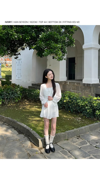 Ripen Sheer Chiffon All-Elastic Waist High-Waisted Flare Shorts Wedding Guest Look