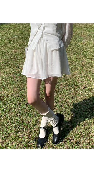 Ripen Sheer Chiffon All-Elastic Waist High-Waisted Flare Shorts Wedding Guest Look
